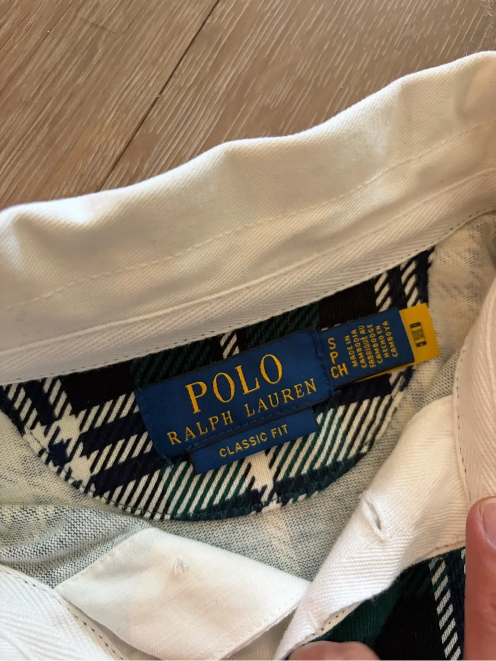 Ralph Lauren Green Black White Plaid Long-Sleeve Polo